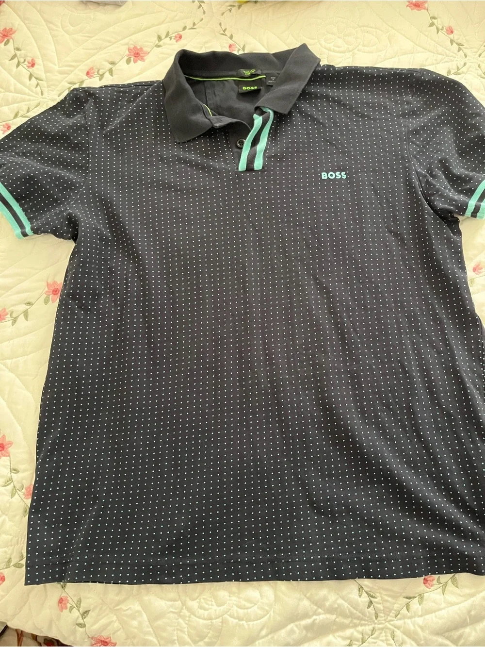 Boss Black Polo with Mint Contrast Trim